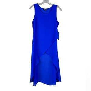 NWT Moa Moa Royal Blue Sheer Asymmetric High Low Blouse Size S